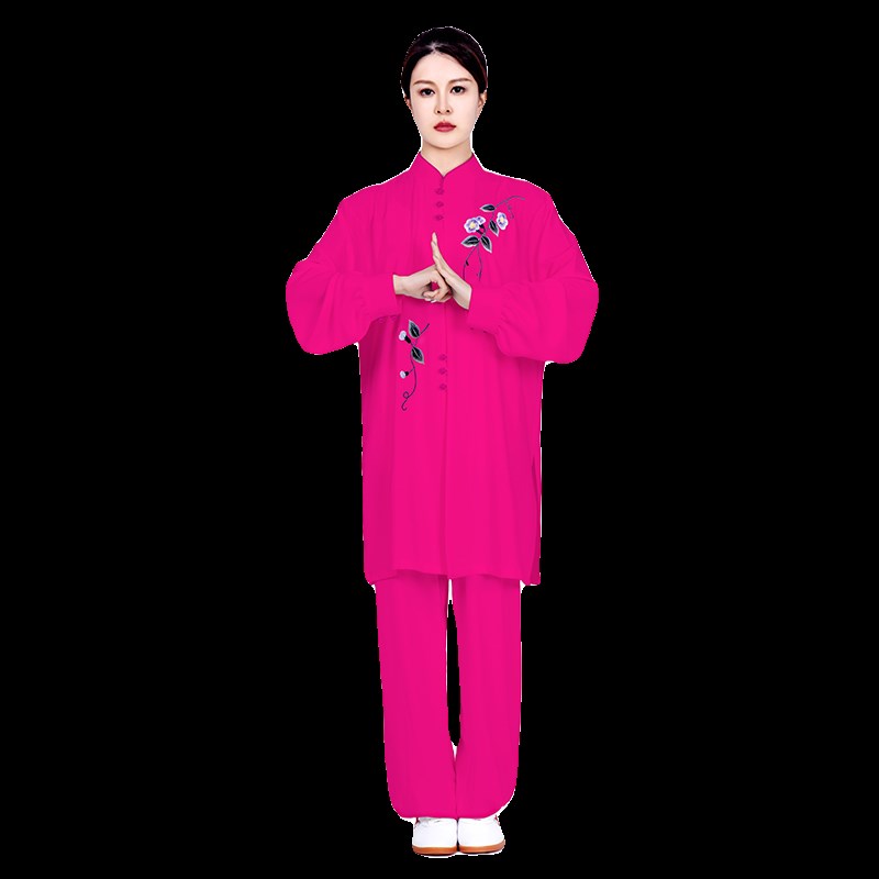 速发春秋太极服太极拳练功服中长款刺绣太极服八段锦武术表演服套