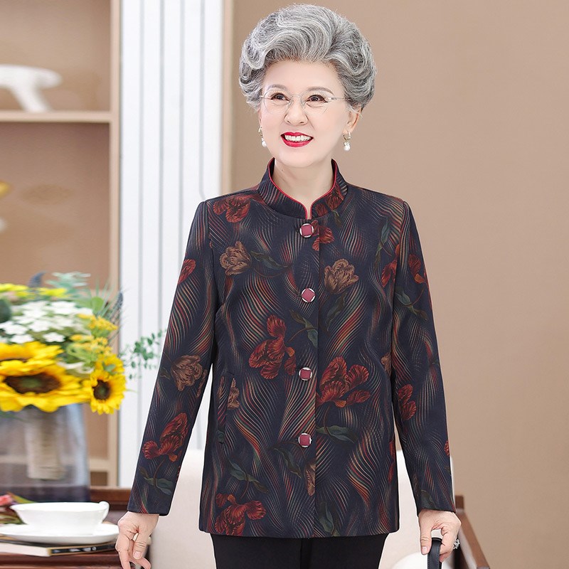 速发中老年人秋装外套奶奶装春秋上衣老人妈妈秋天深色衣服太太立