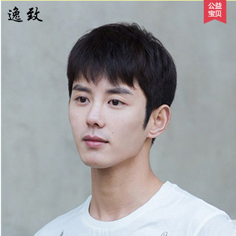 男士假发套真发假发男短发韩版帅气学生逼真自然蓬松男生真人发丝