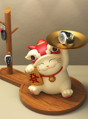 速发入户鞋柜收纳置轻架招进门口放财猫装饰摆件玄关物奢家居礼品