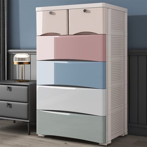 速发66cm儿童五斗柜抽屉式厚理柜宝宝衣柜塑料卧室整纳柜加收简易