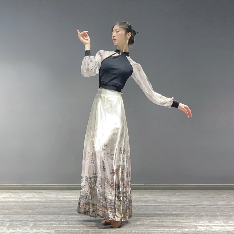 速发古典舞服汉服新中式改良版国风马面裙古风舞蹈练功服日常半身