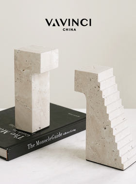 速发件品侘寂风洞石书档抽象麋鹿书靠书房样板新办公桌书立摆间装