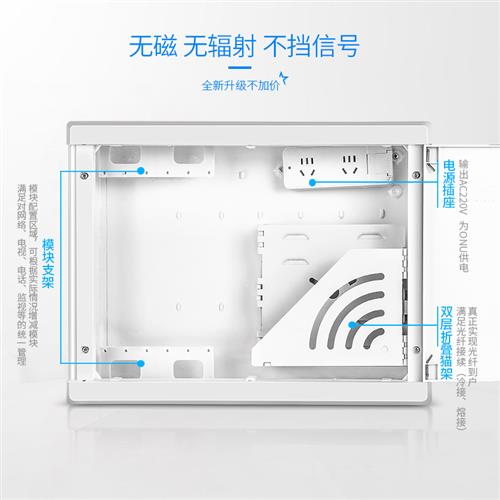 速发厂家光纤箱家用多媒体箱弱电箱暗装入户信息箱网路集线箱布线