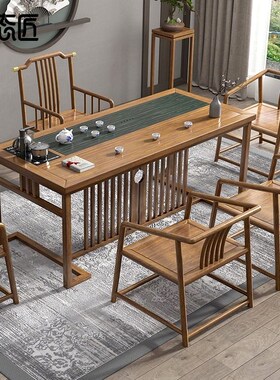 速发工厂直销】实木合桌茶台新中式茶桌椅组茶办公茶台茶夫泡功桌