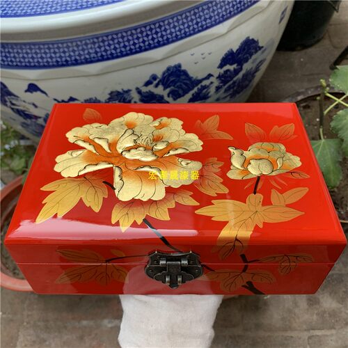 速发平遥漆器首品盒 金贵丹花生日礼饰 花开富牡结婚礼品