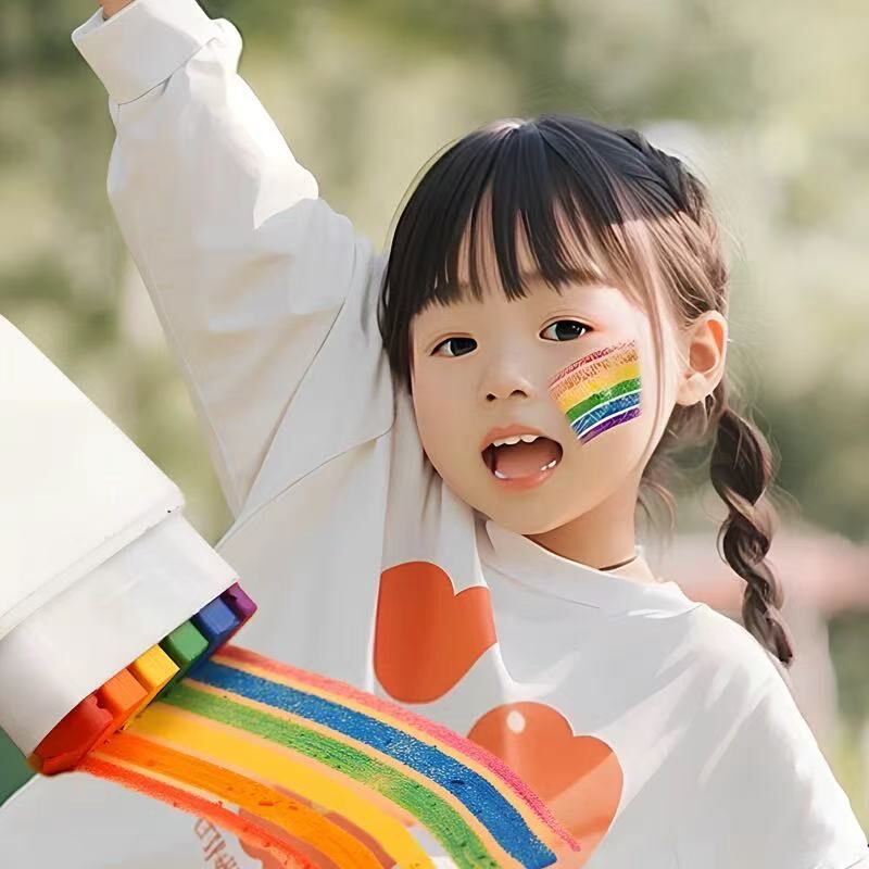 速发人体彩绘笔脸部彩虹条运动会幼儿园活动儿童面部涂鸦啦啦队脸
