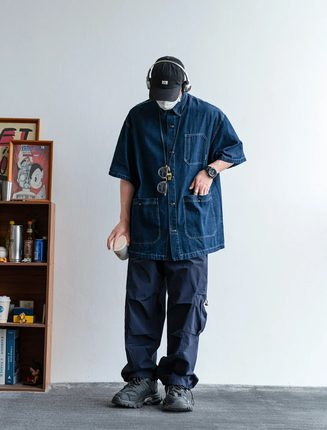 男孩子衣服搭配帅气T恤套装小众设计师男装2024新款男大学生穿搭