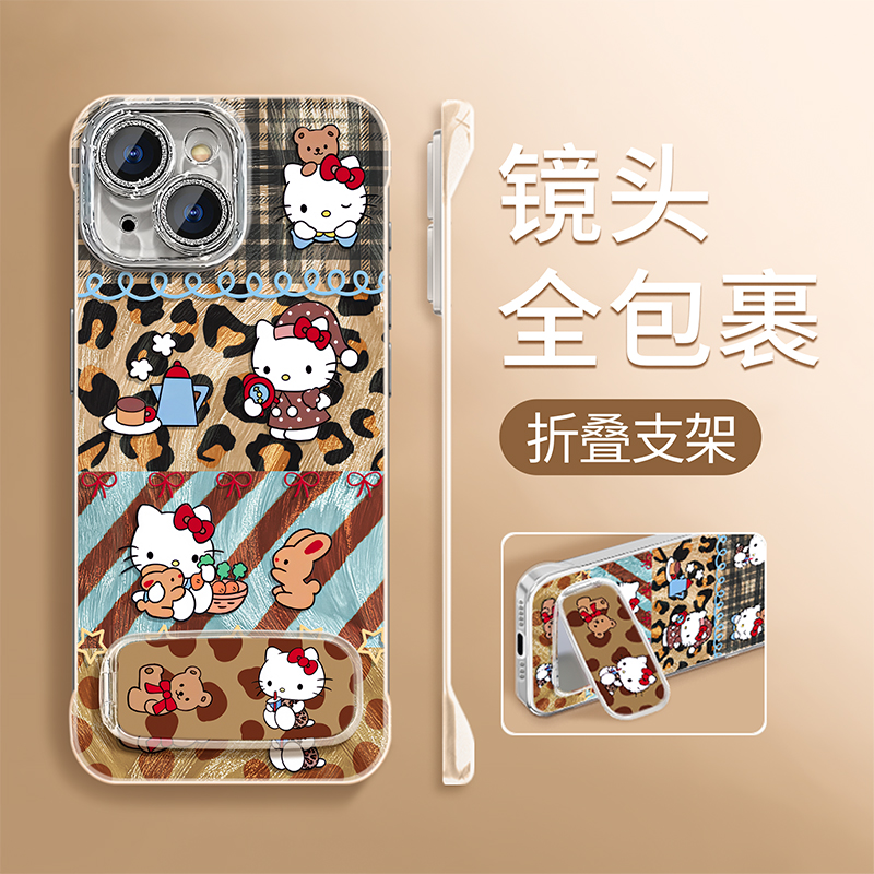 适用苹果17-X手机壳豹纹KT猫外壳