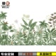 东南亚热带雨f林森林卧室背景墙纸植物芭蕉叶壁纸北欧美式 树叶墙