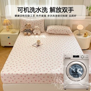 原棉老粗布印花床笠三件套2025新款床罩宿舍单人床垫保Z护套防尘