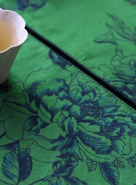 引之复古红云纱茶席茶垫文艺素z雅茶道零配桌旗干泡席方茶布小桌