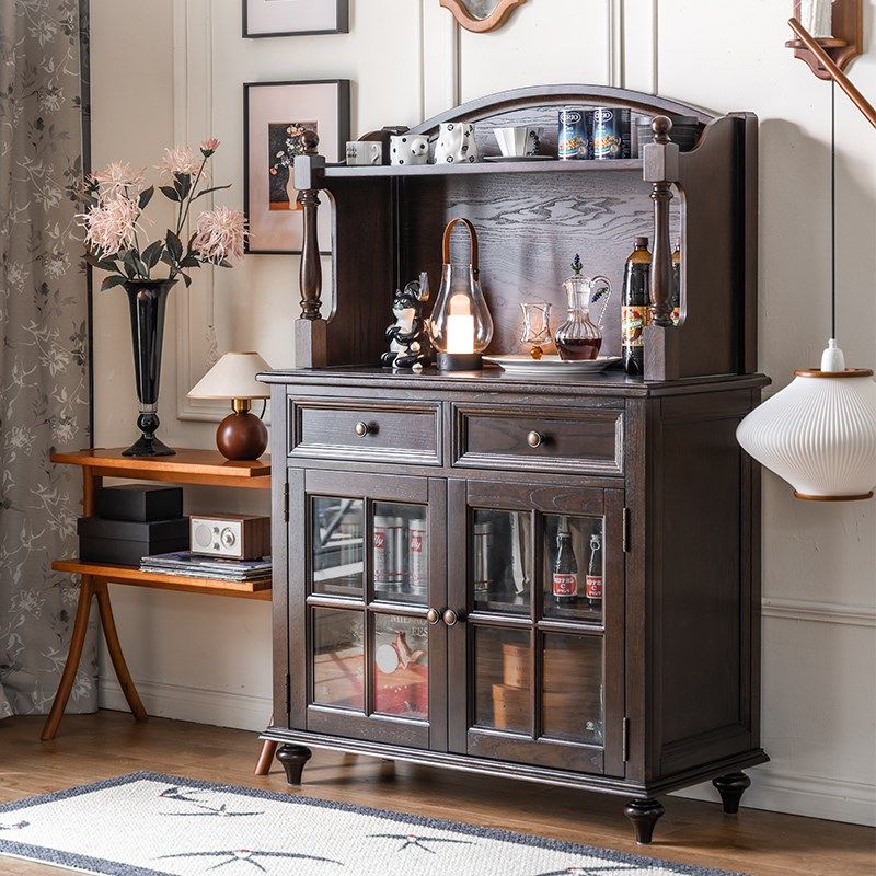 美式实木餐边f柜法式复古餐边柜餐厅茶水柜吧台柜多功能靠墙置物,住宅家具,餐边柜,淘宝优惠券,粉丝福利购,淘宝优惠卷