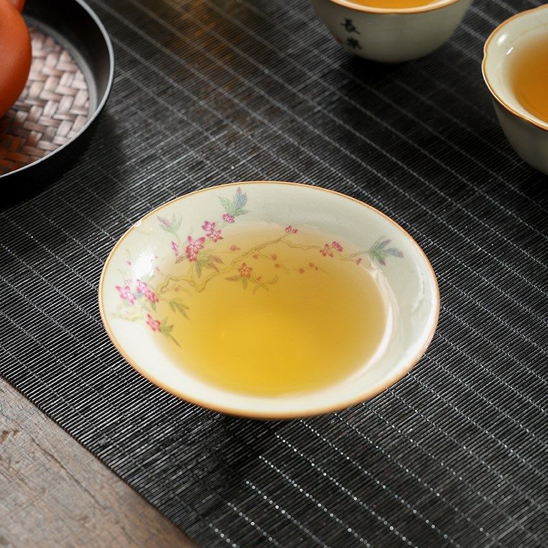 汝窑桃枝秾粉茶杯陶瓷斗笠杯家用高档主人杯个人T专用开片可养茶,餐饮具,茶杯,淘宝优惠券,粉丝福利购,淘宝优惠卷
