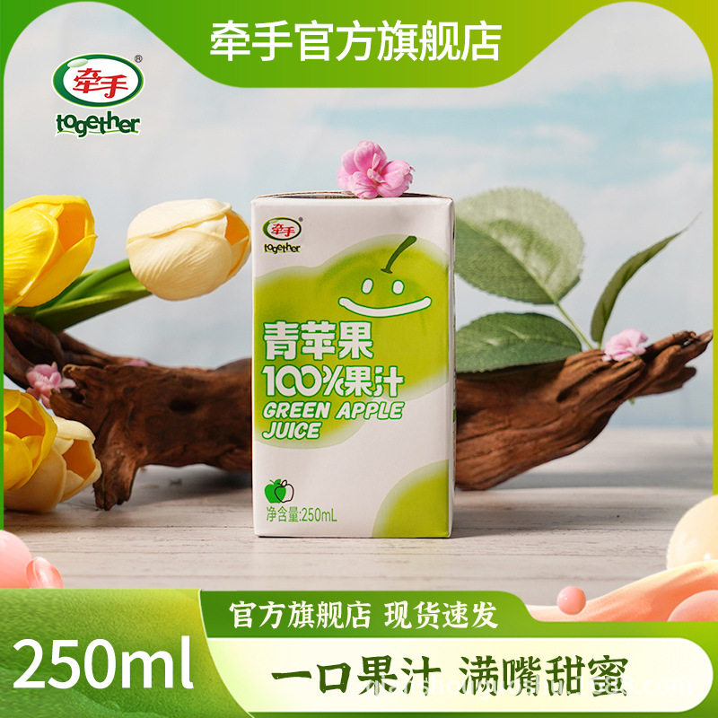 【工厂直发】牵手青苹果100%果汁250ml*6盒整箱 饮料饮品图片