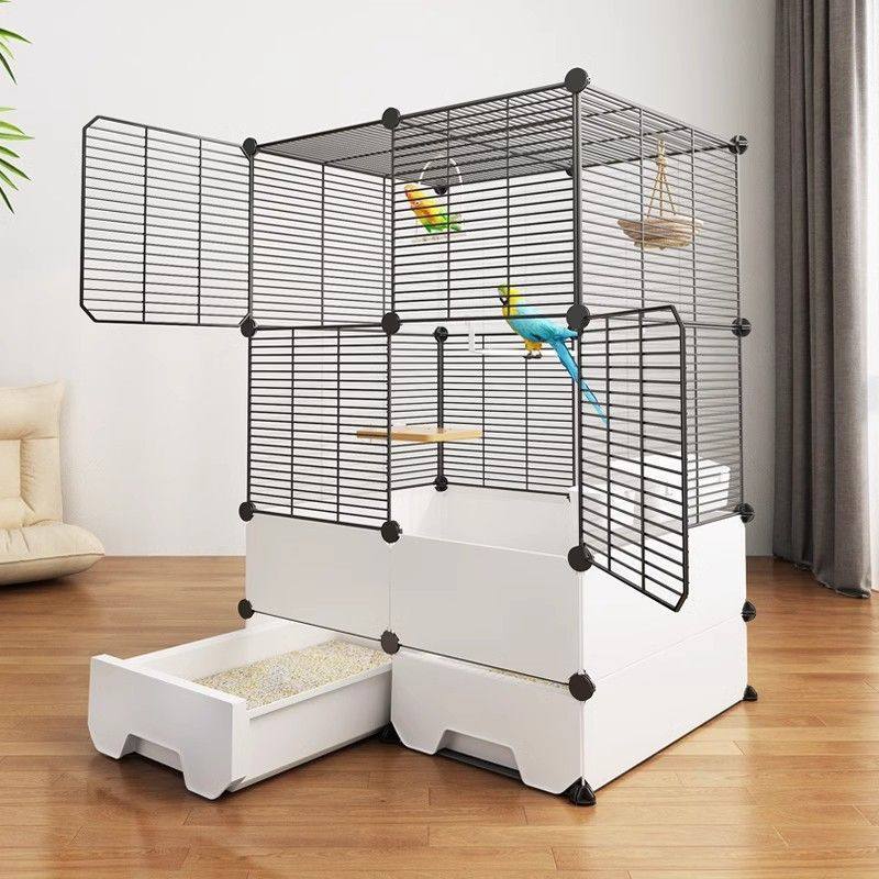 八哥鸟笼虎皮鹦鹉画眉专用笼玄凤相思鸟防溅粮家用大号铁艺鸟笼子