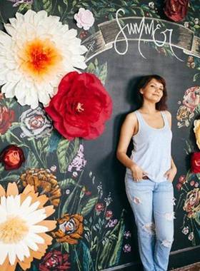 真庆装饰道具大型橱皱纹纸商窗场婚手工仿纸花创意场WDOG-05景室