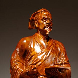 花梨木雕刻鲁班雕像工工匠祖师巧圣鲁班雕木人摆件塑家居GG202物