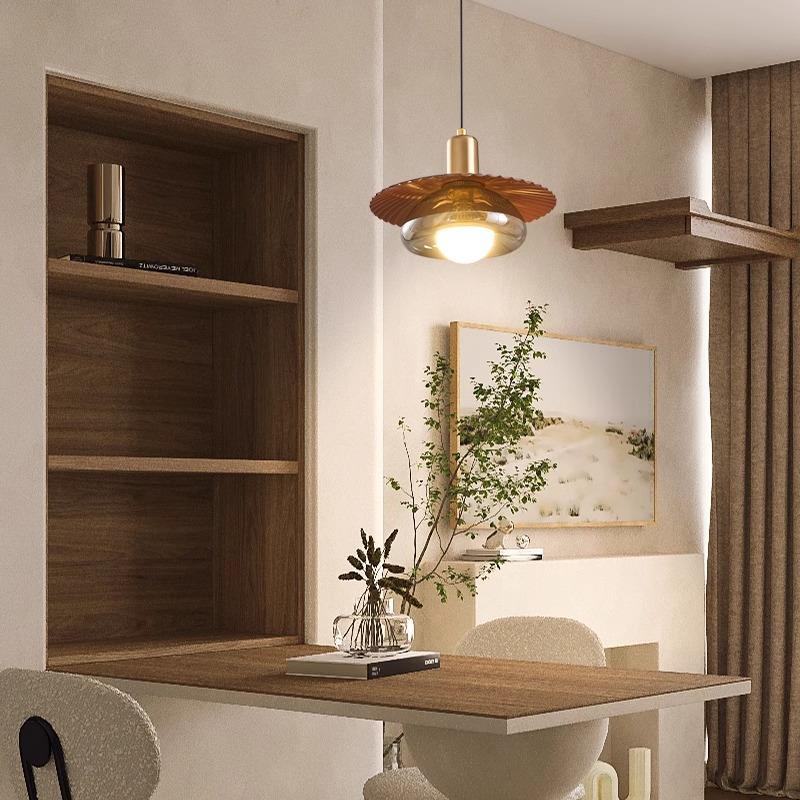 新式餐厅吊灯三头璃玻吧39387台中床灯胡桃木色卧室头吊灯广东中