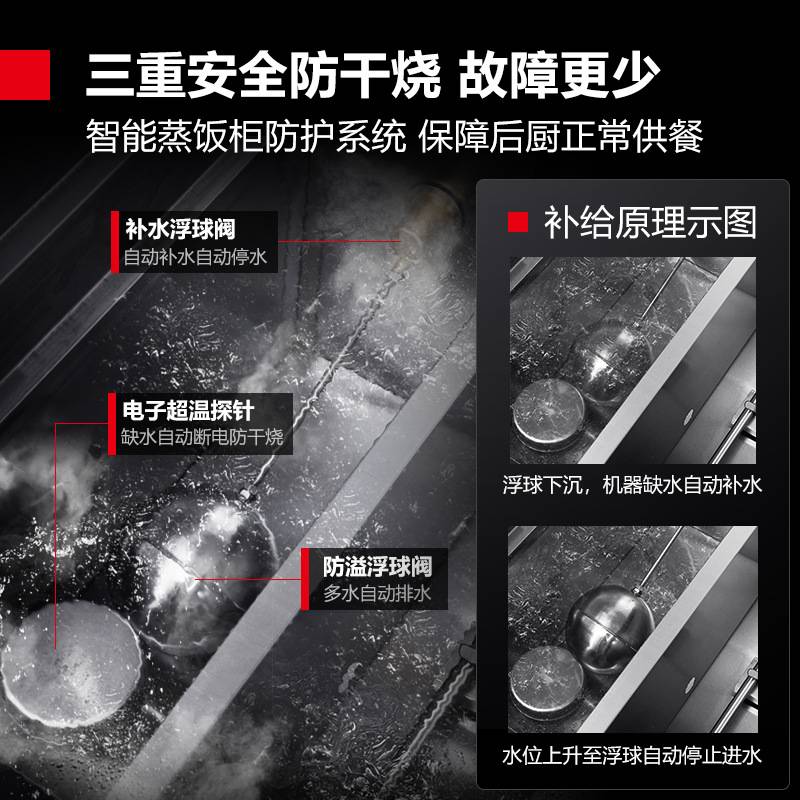 德玛仕商用电热蒸饭柜不锈钢定时防干烧蒸车双门蒸柜304蒸盘蒸箱