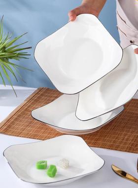 黑家用6只装陶瓷菜盘子网红创意方深盘2025盘新线品菜碟可WMI波微