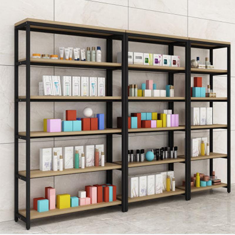 现代钢木书架层书柜客简易置物货展架多隔断示架组合厅落地置物架