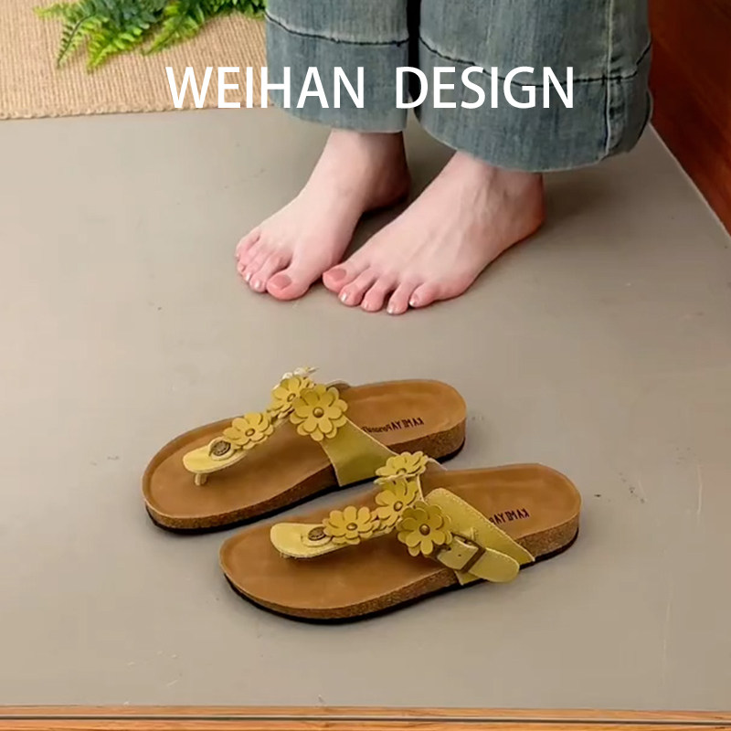 羊皮版!田园风小花夹脚
