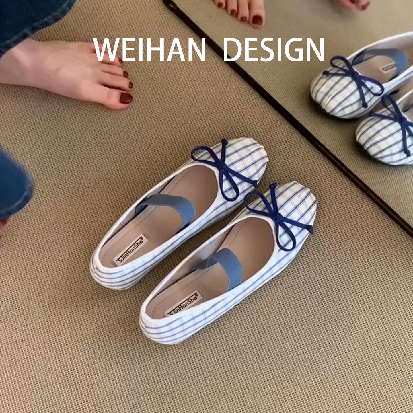 羊皮版！韩系条纹蝴蝶结
