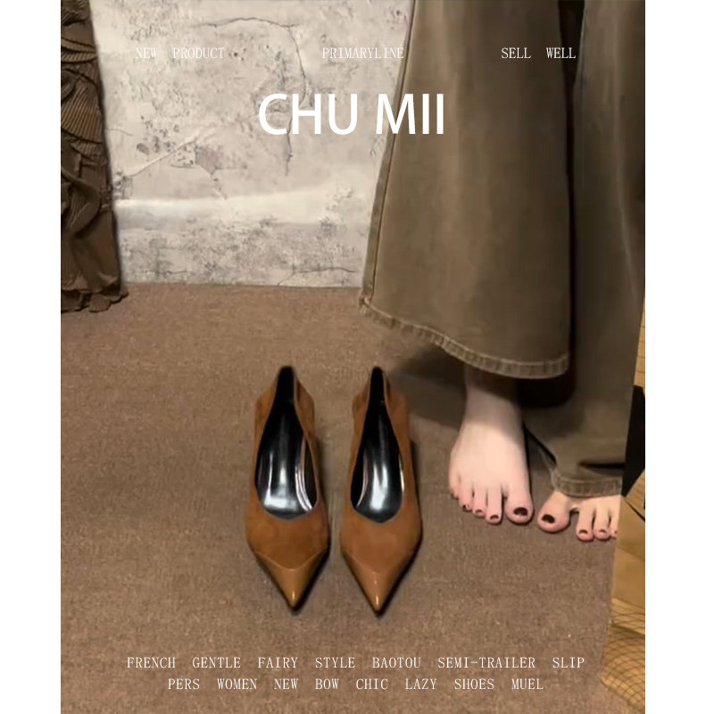 羊皮版~尖头高跟鞋女覆古
