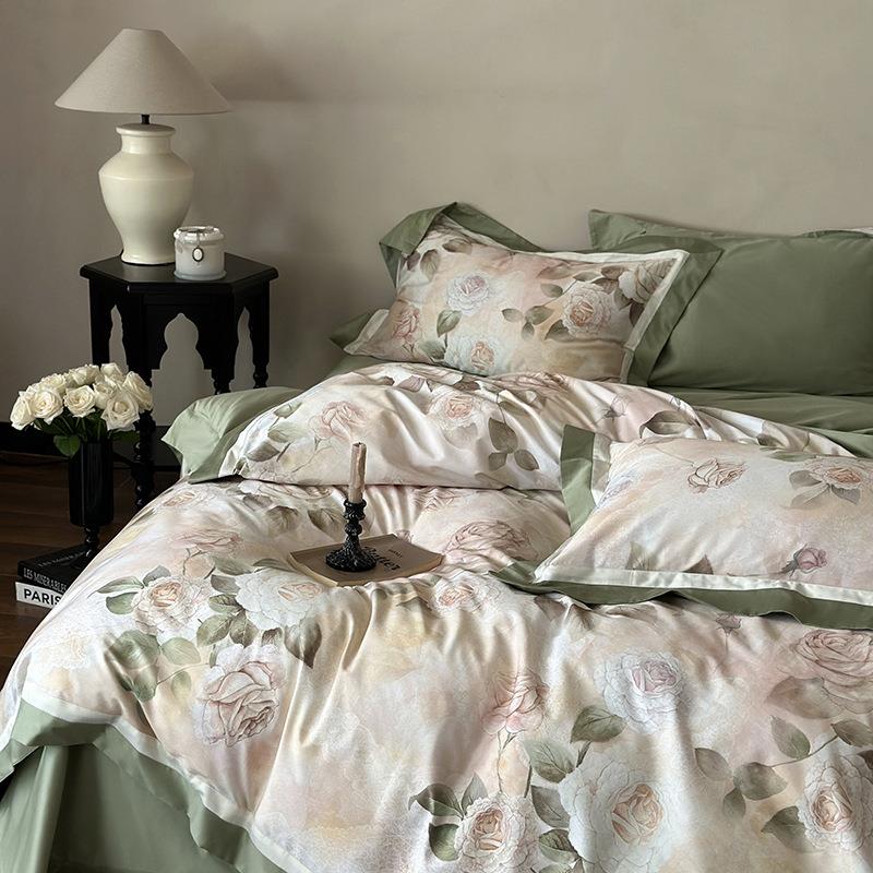 长小清新10S绒四件套纯棉0CGL42-lb全棉田园花卉数码印花被套棉柔