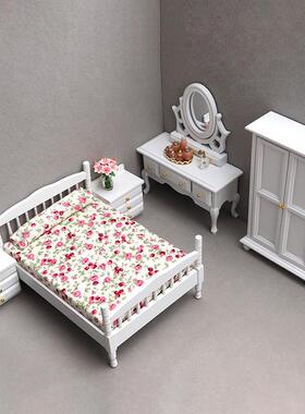 1:12娃娃dollhose迷你屋家具模型摆件白色卧室微DF1171u台场景床