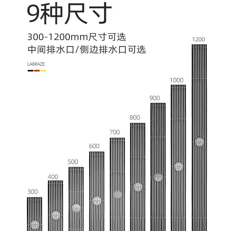 4德国-5930600莱博勒偏芯长条地漏6臭卫防生间淋浴房长方形30不锈