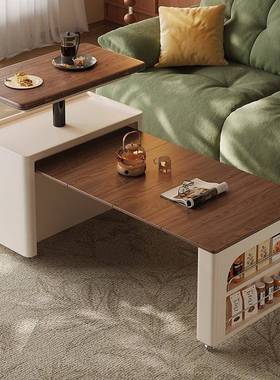 可动茶几实木家用VOM小移户型客厅多功能降伸缩折升沙发推车边几