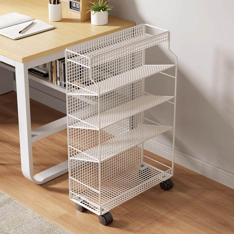 书桌旁简书架可移易动落纳地带轮儿童书本置物架整小理2070-S收书