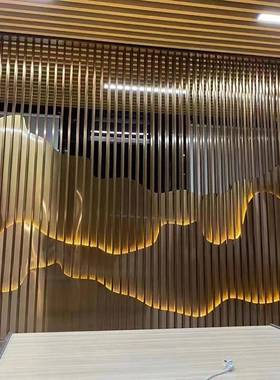 新中式锈钢屏不26064风关客厅入户玄隔售楼部装饰断别墅金属花格