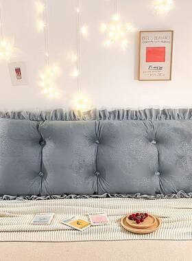 欧式轻FNV奢床头枕垫高档雕花绒靠靠背卧室双人花靠边靠床上腰可