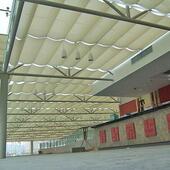 厂家阳光房叠式 电动遮阳天棚帘采商场光顶遮棚阳顶帘折HJ19伸缩式