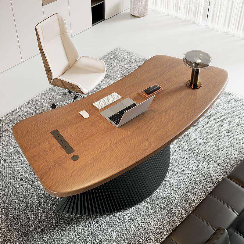 简书约现代木弧形老板桌合设计师详见包装创意实款女士办公桌椅组