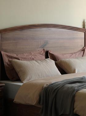 美式实.木主床北美黑胡桃木双人床1.815现代米简约卧大靠背床YAQ