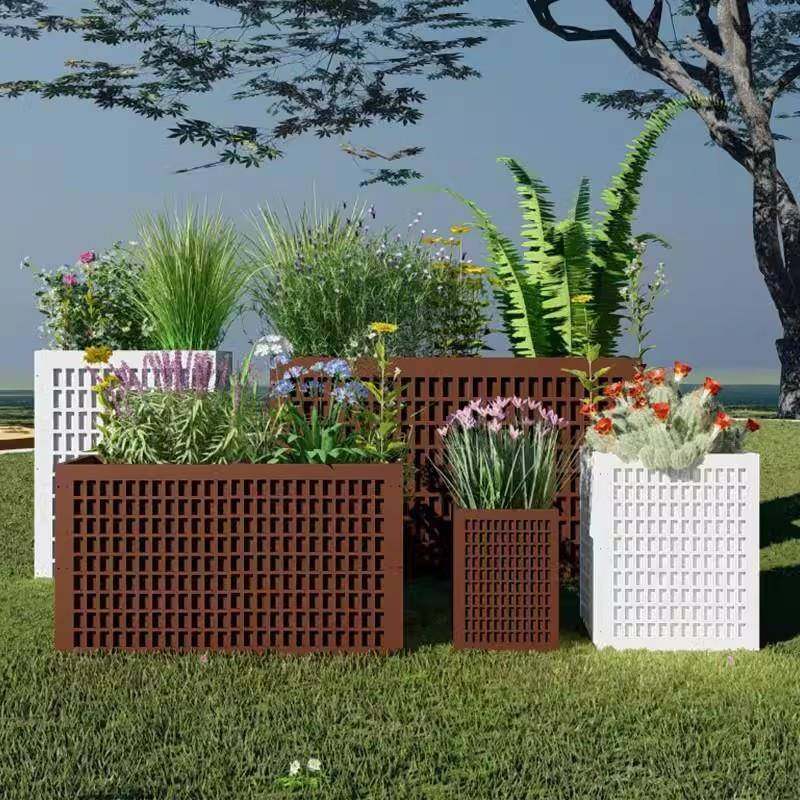 多户外PVC样花栏箱栅花盆槽46长方形种菜庭院隔断花绿植种植箱组