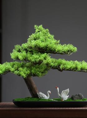 仿真2024008绿植物厅迎客盆松景摆玄关造件景酒店室内客假松树罗