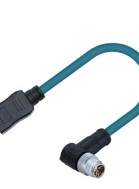 12接器X型拖链网线BFBM柔双屏蔽8芯公头母头连M12转R高J45母