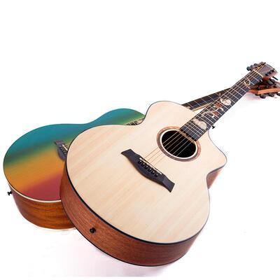 云杉单板吉他寸初学者学1生民谣吉他guitar面F单408乐器J桶4木吉