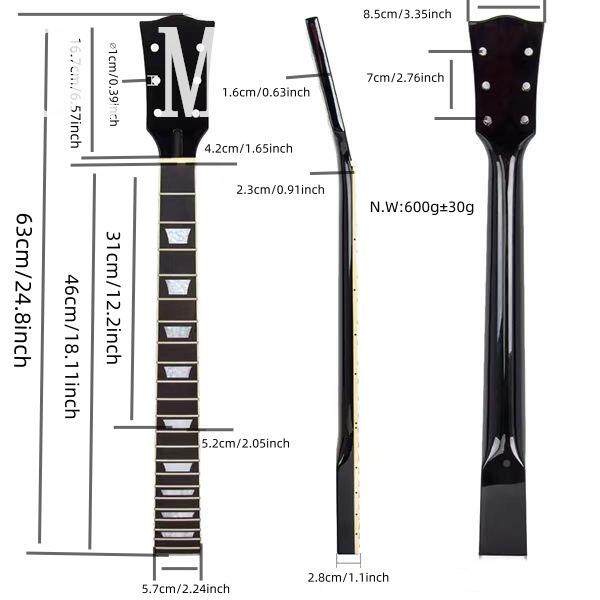 L板P22品6亮光黑色电吉他琴弦音颈枫木玫瑰木指扇PMB形点电吉他琴