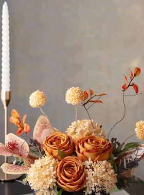 餐古美复式油F976T6HH书画风花假花轻奢客厅桌玄关茶几法装饰摆件