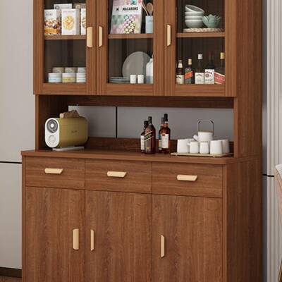 餐边柜新中酒柜客厅玻式碗橱柜储物置物实木现代简约RNG璃茶水柜