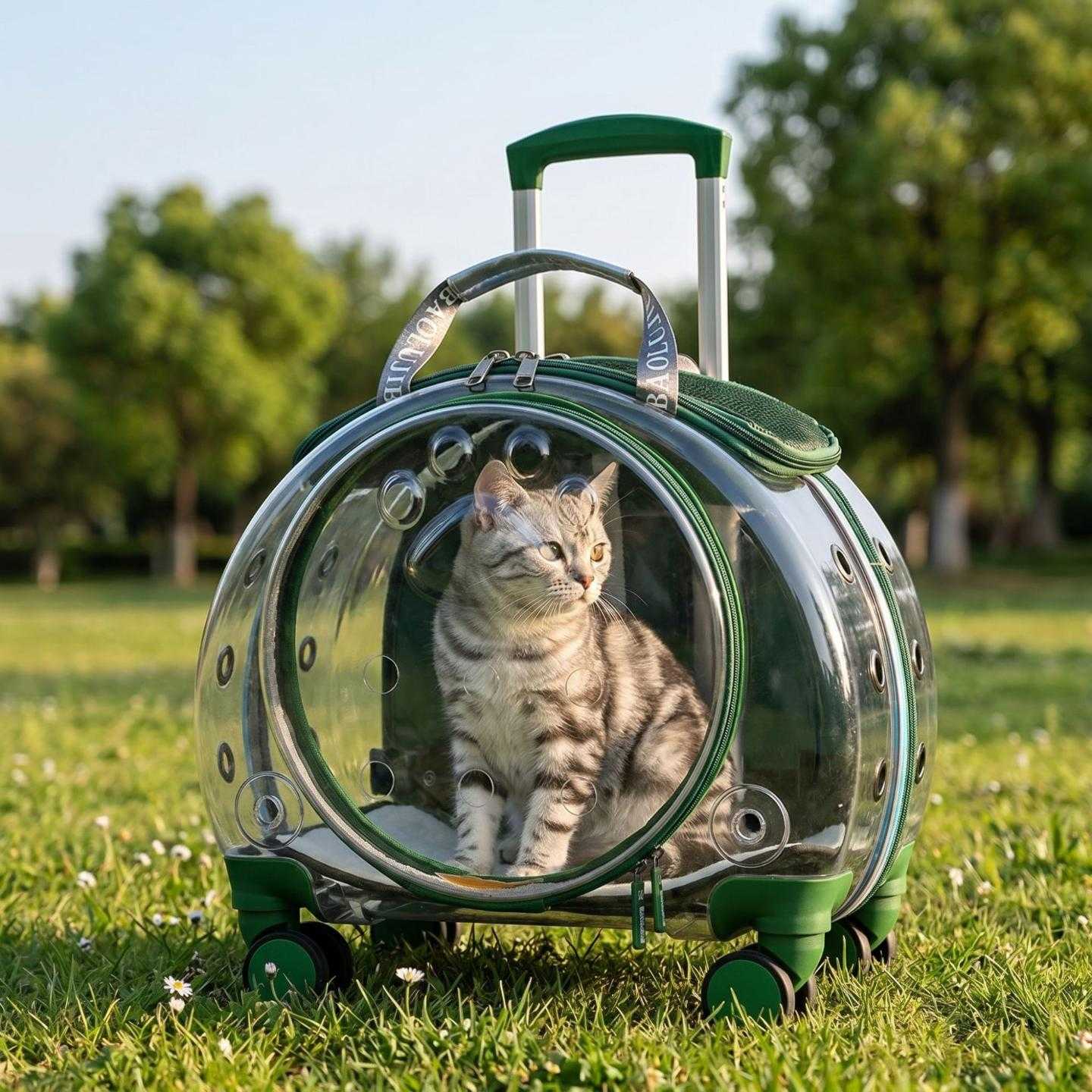 猫箱子外出航空箱宠物狗拉杆透明