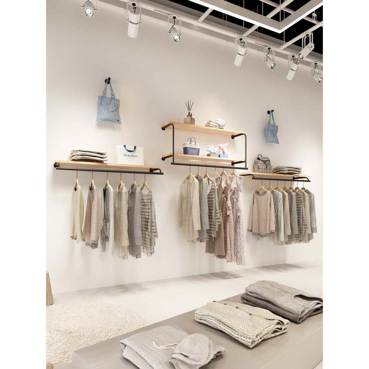 【折扣】服装店上墙壁挂式展示架女装店墙上挂衣服杆子童装挂衣架