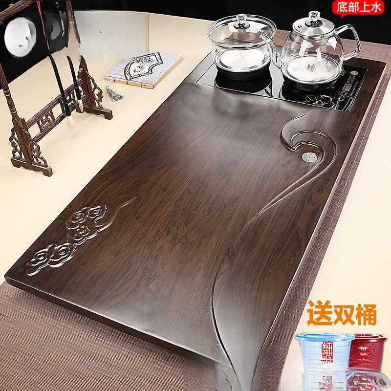 全自动茶盘茶具套装家用实木茶台轻奢茶海排水托盘烧水壶智能一体