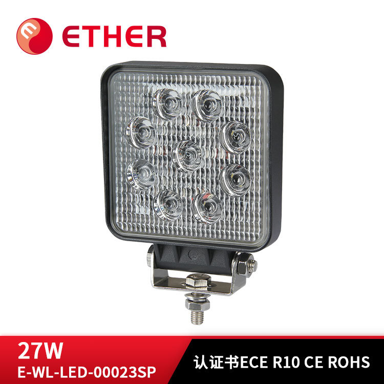 27W泛光聚光LED工作灯304不锈钢支架PC面罩农用机械设备LED工程车